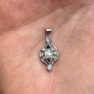 1900s Art Deco Diamond & Sapphire Pendant